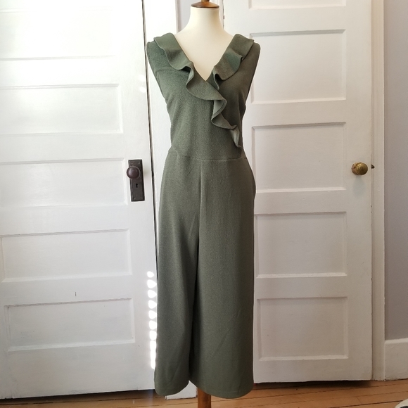 Spense Pants - Spense Green Sleeveless Jumpsuit, Size XL
